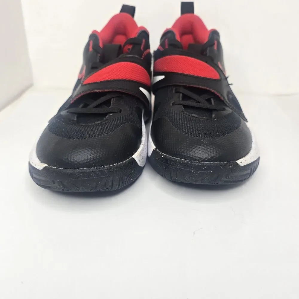 Nike Kids' 5Y Team Hustle D 11 Basketball Shoes Hook & Loop Strap Black Red